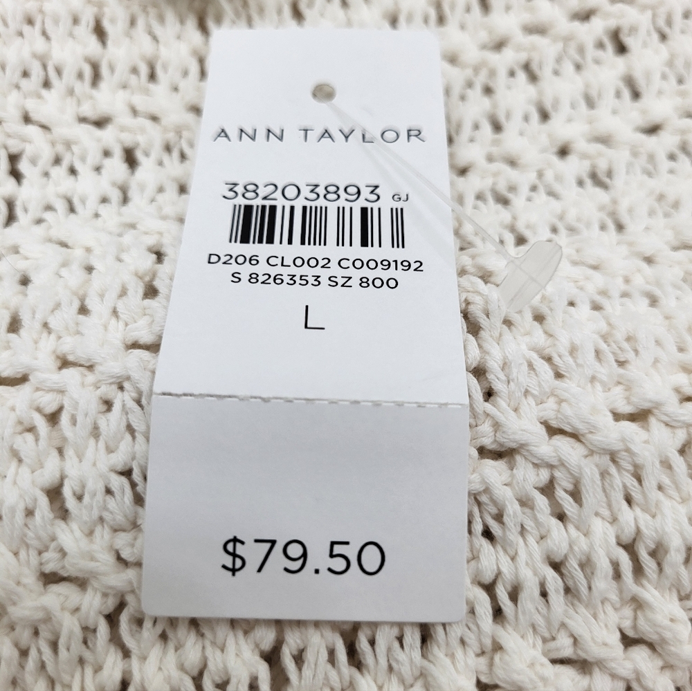 Ann Taylor Weekend Women's Ivory Rib Stitch Sleeveless Sweater Vest Sz Large NWT - Picture 11 of 12
